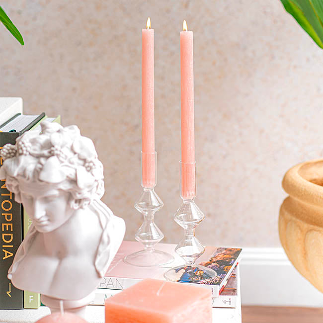 Fleur Dinner Candle Pack 2 Peach (2x25cmH)