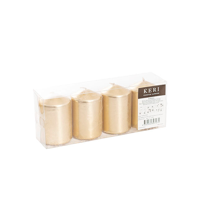 Dome Pillar Event Candle Pack 4 25 HRS Gold (5x7.5cmH)