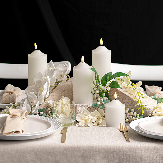 Wax LED Trueflame Flickering Pillar Candle White (7.5X15cmH)