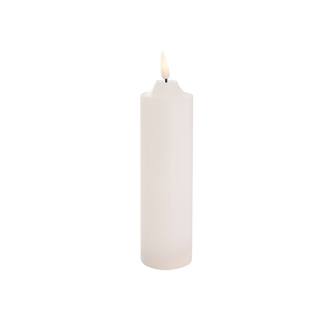 Wax LED Trueflame Flickering Pillar Candle White (5DX18cmH)