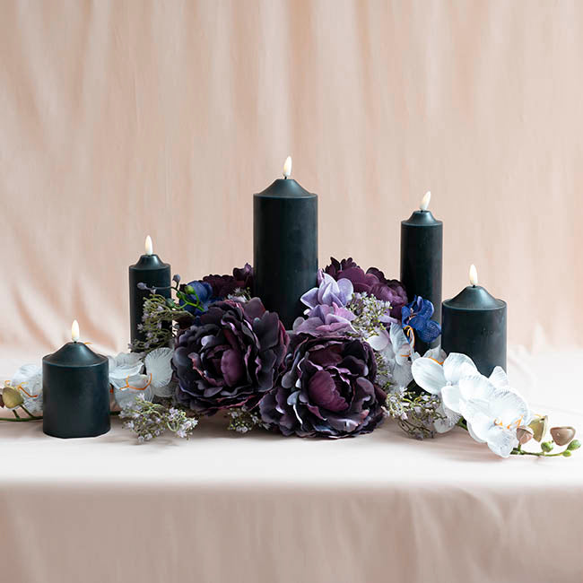 Wax LED Trueflame Flickering Pillar Candle Black (5DX23cmH)