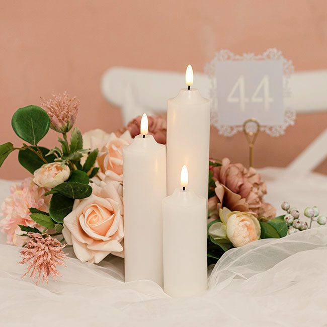 Wax LED Trueflame Flickering Pillar Candle White (5DX23cmH)