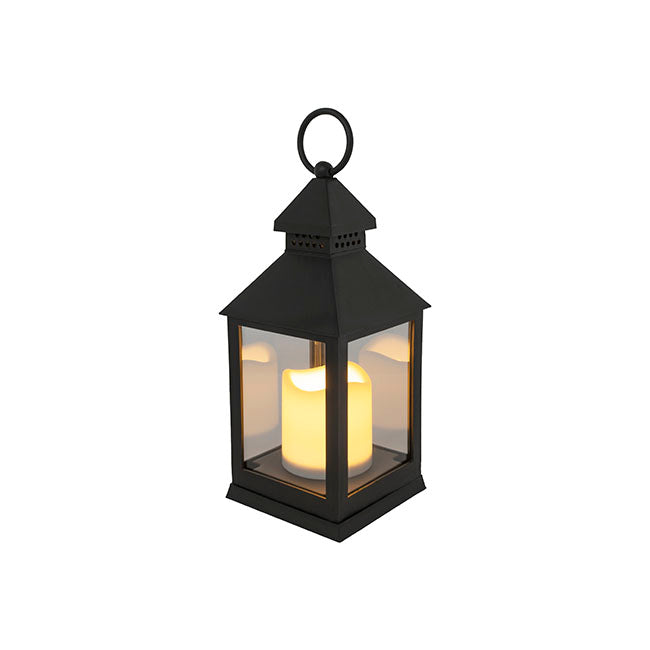 Vintage Lantern With LED Candle Black (10.5Dx24cmH)
