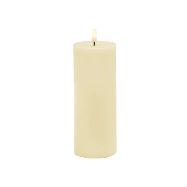 Wax LED Trueflame Event Pillar Candle Ivory (7.5x22.5cmH)