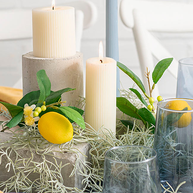 Roman Fluted Pillar Candle Off White (5x15cmH)