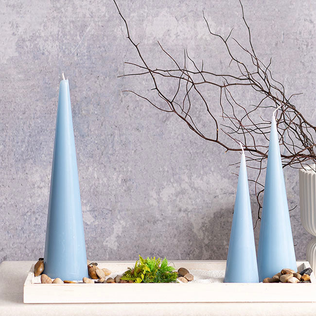 Fleur Cone Candle French Blue (7x30cmH)