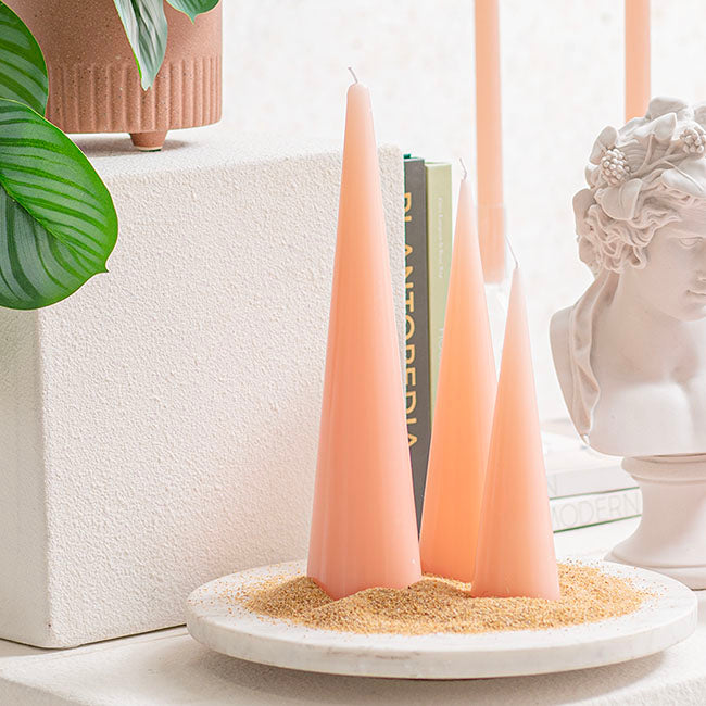 Fleur Cone Candle Peach (7x30cmH)