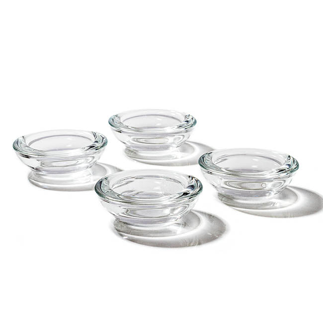 Glass Tealight Candle Holder Low Flat Clear (7.5x2.5cmH)
