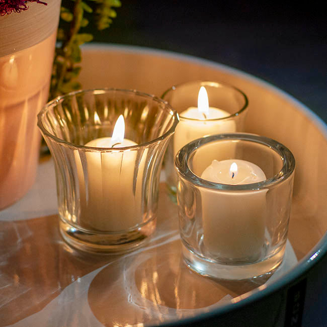 Glass Tealight Candle Holder Flared Clear (8x7cmH)